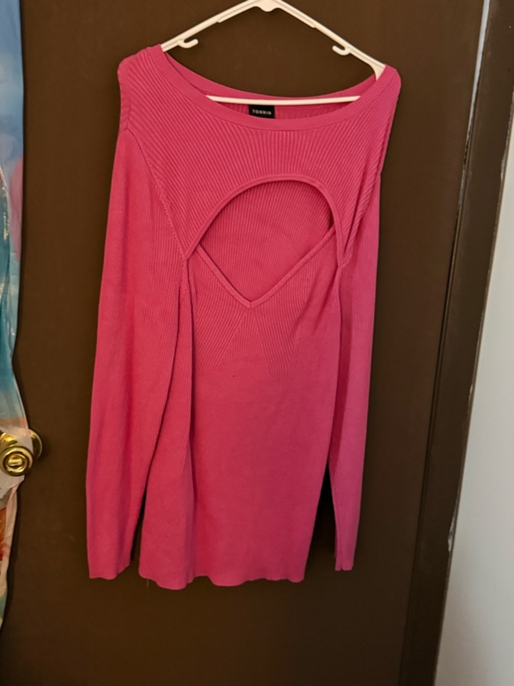 torrid Hot Pink Ribbed Cutout Long Sleeve Top